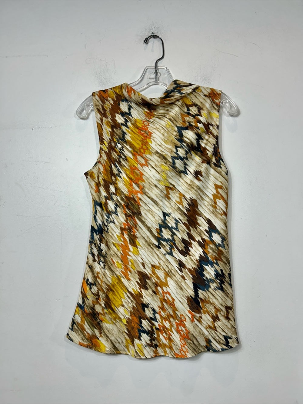 Tahari Arthur S. Levine Ikat Cowl Neck Sleeveless Blouse Top Size M - Picture 3 of 9